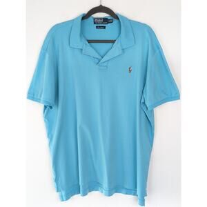 Polo Ralph Lauren Shirt Pony Logo Pima Interlock Cotton Golf Preppy Blue Size XL